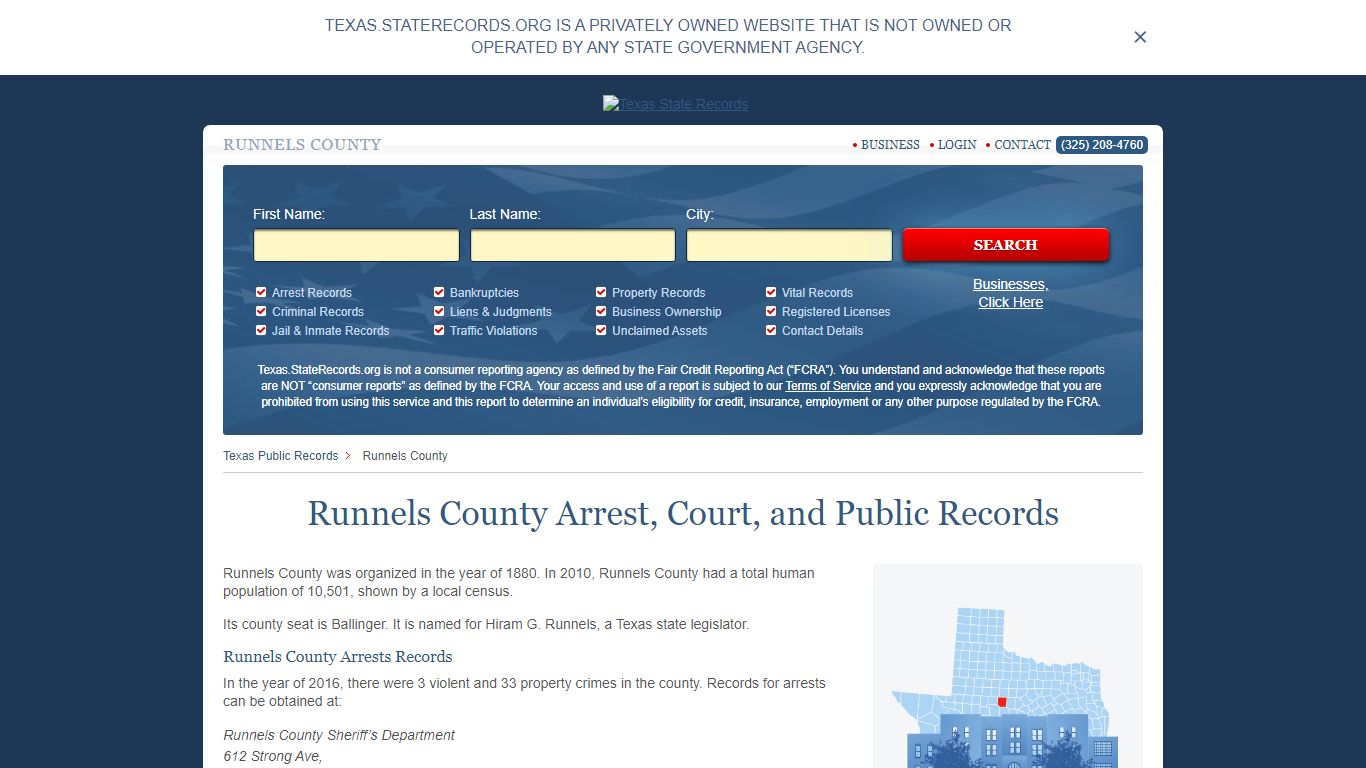 Runnels County Arrest, Court, and Public Records