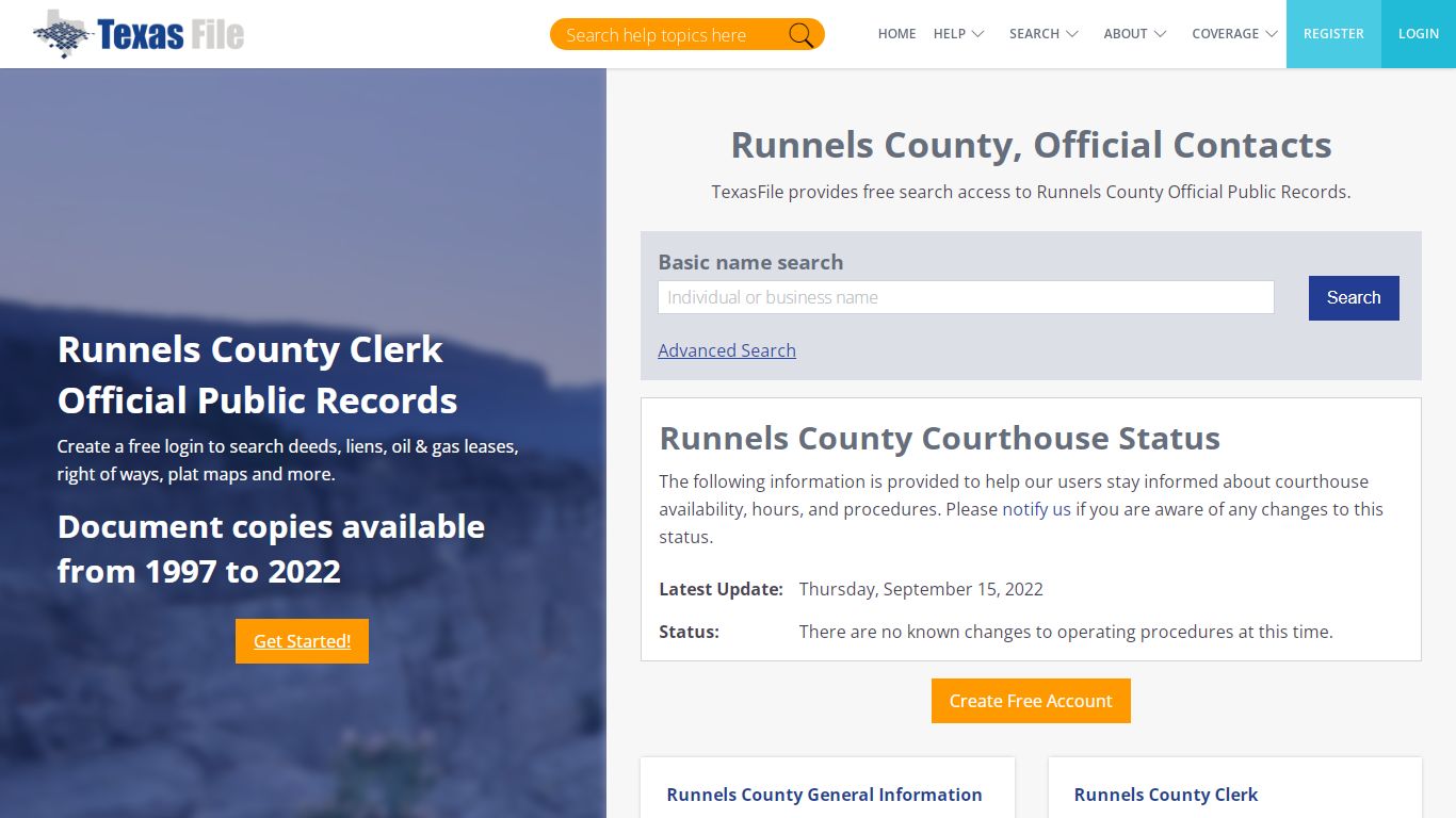 Runnels County Clerk Official Public Records | TexasFile