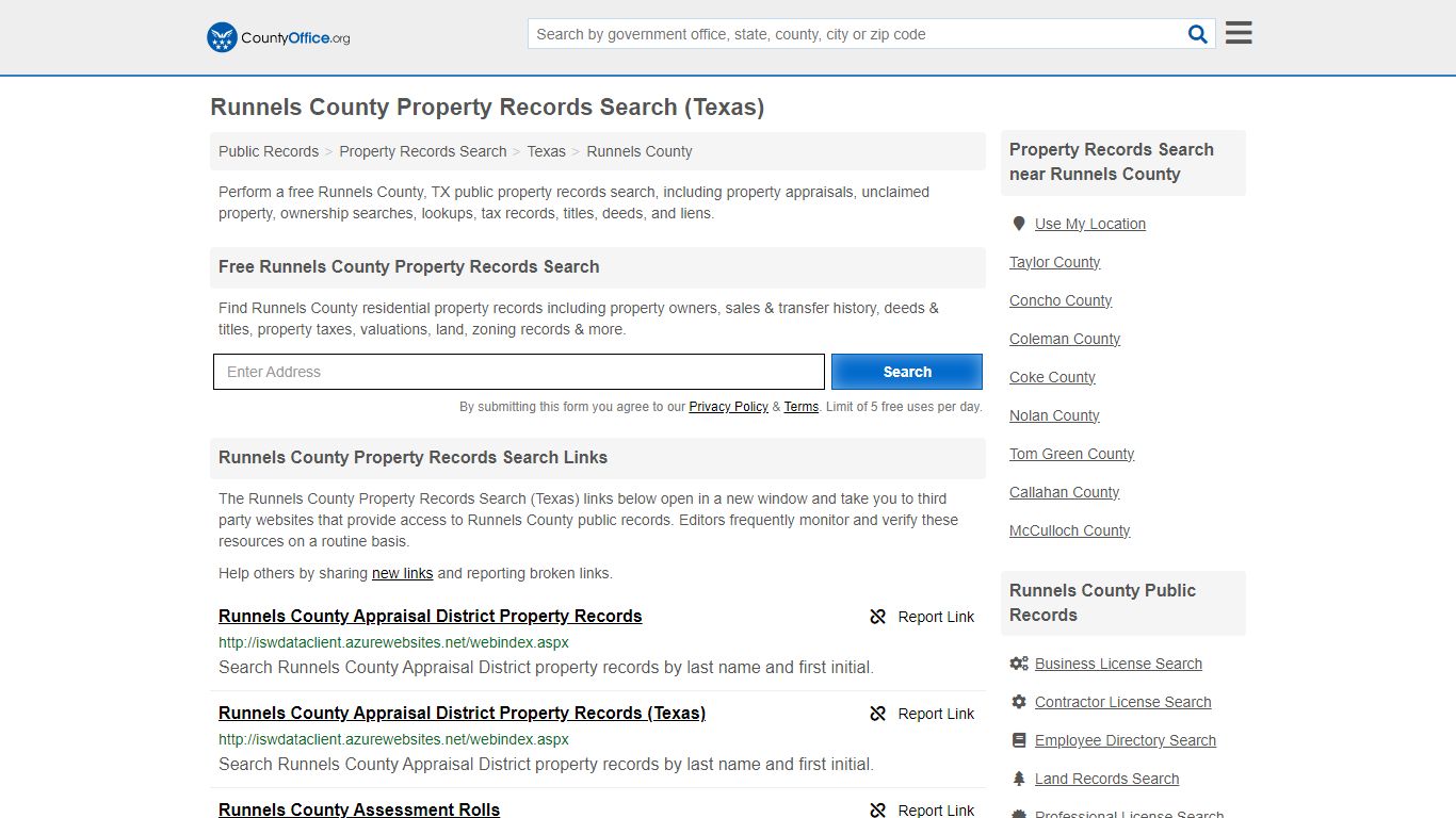 Runnels County Property Records Search (Texas) - County Office